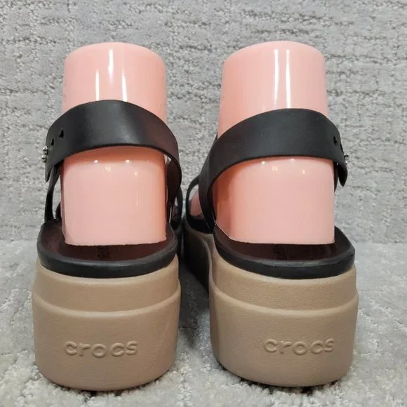 Crocs Brooklyn Womens Size US 7 Black Low Wedge Open Toe Strappy Sandal - Picture 10 of 11